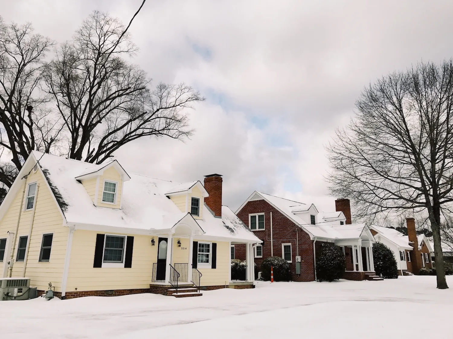 Snow covered house during Christmas